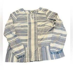 Christopher & Banks Long Sleeve Top - Womens Size Large - Blue and White
